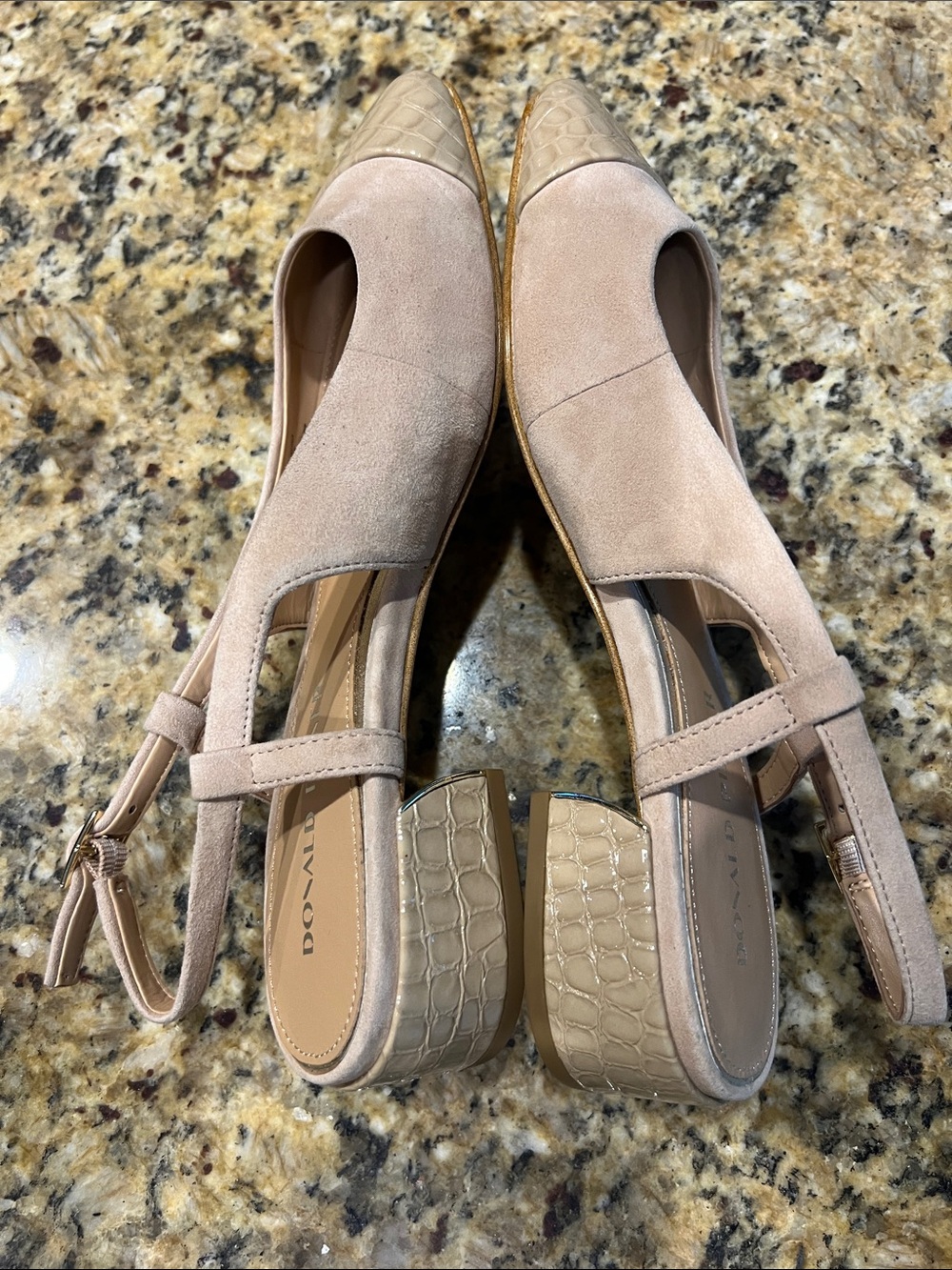 Donald J. Pliner Suede Slingback Flats with Croc-Toe Cap - Picture 5 of 10